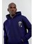 Lacivert Figür Baskılı Kapüşonlu Sweatshirt 2