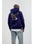 Lacivert Figür Baskılı Kapüşonlu Sweatshirt 3