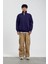 Lacivert Yakası Fermuarlı Basic Şardonlu Sweatshirt 1