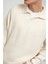 Krem Yakalı Basic Triko 3