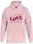 Theree Love Baskılı Kapüşonlu Içi Yumuşak Polarlı Oversize Sweatshirt - Pembe 1