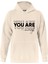 You Are Baskılı Kapüşonlu Içi Yumuşak Polarlı Oversize Sweatshirt - Bej 1