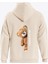 Are You Ok Honey Baskılı Kapüşonlu Içi Yumuşak Polarlı Oversize Sweatshirt - Bej 1