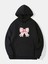 Powder Pink Baskılı Kapüşonlu Içi Yumuşak Polarlı Oversize Sweatshirt - Siyah 1