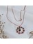Yuvarlak Çerçeveli Damla Modeli Renkli Zirkon Taşlı Rose Gold Kaplama Gümüş Kolye 2