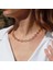 Trend Düğme Modeli Zirkon Taşlı Rose Gold Kaplama Gümüş Kolye 1