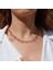 Trend Düğme Modeli Zirkon Taşlı Rose Gold Kaplama Gümüş Kolye 2