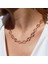 Trend Düğme Modeli Zirkon Taşlı Rose Gold Kaplama Gümüş Kolye 3