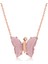 Pembe Kelebek Model Rose Gold Kaplama Zirkon Taşlı Gümüş Kolye 1