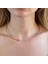 Baget ve Damla Taşlı Rose Gold Kaplama Choker Gümüş Kolye 4