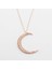 Zirkon Taşlı Rose Gold Kaplama Ay Gümüş Kolye 2