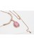 Pembe Kuvars Taşlı Asansör Zincirli Rose Gold Kaplama Gümüş Kolye 2