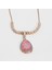 Pembe Kuvars Taşlı Asansör Zincirli Rose Gold Kaplama Gümüş Kolye 3