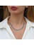 Sıra Turkuaz Taşlı Rose Gold Gümüş Kolye 1