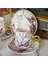 Floral Renkli Yaldızlı 6 Kişilik Kahve Fincan Takımı POR-101737 2