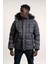 Kürklü Kapşonlu (Kürk ve Kapşon Çıkartılabilir) Içi Polarlı Slimfit Kısa Mont 2