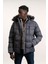 Kürklü Kapşonlu (Kürk ve Kapşon Çıkartılabilir) Içi Polarlı Slimfit Kısa Mont 3