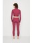 Sportswear Ribbed Sports Utility With Pockets Pembe Kadın Tayt 4