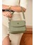 Kadın Çağla Yeşil Baskı Desenli Kolon Askılı 3 Bölmeli Omuz Çantası 23X16CM MDS2184 2