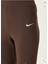 Sportswear Rib Jersey Kahverengi Kadın Ince Fitilli Ispanyol Paça Eşofman Altı 5
