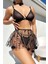 Hotflirt Nightlight 3617ZINCIRLI Kalp Desenli Mini Etekli Takım - Siyah - L-Xl 1