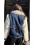 Denim ve Deri Detaylı Oversize Beyaz Kürk 5