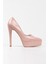 Kadın Pudra Rugan Yüksek Topuklu Abiye Ayakkabı 3