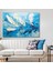 Tekli Yatay Kanvas Duvar Tablosu Açık Mavi Fırça Darbeleri 1