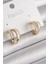 Pirinç Gold Renk 2'li Zirkon Taşlı Halka Model Kadın Küpe - TJ-BKP9975 1
