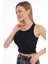 Siyah Fitilli Super Crop Örme Atlet 1