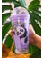Sevimli Panda Temalı Çift Katman 450 ml Suluk Pipetli Mika Matara Mor 2770 2