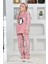 4993 Kız Çocuk Penguenli Polar Uzun Kol Pijama Takımı 4