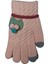 Spteks Kitti 9-12 Yaş Kız Çocuk Garson Açık Pembe Yaprak ve Çiçek Figürlü Kışlık Örme Eldiven 3