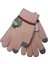 Spteks Kitti 9-12 Yaş Kız Çocuk Garson Açık Pembe Yaprak ve Çiçek Figürlü Kışlık Örme Eldiven 4