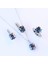 Tanzanit Taşlı Kare Lotus Çiçeği Gümüş Set 2