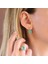 Paraiba Taşlı Kare Lotus Çiçeği Gümüş Set 3