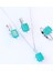 Paraiba Taşlı Kare Lotus Çiçeği Gümüş Set 4