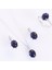 Safir Taşlı Elips Lotus Çiçeği Gümüş Set 4