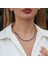 Sıra Siyah Zirkon Taş Rose Gold Kaplama Gümüş Kolye 1