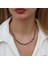 Sıra Siyah Zirkon Taş Rose Gold Kaplama Gümüş Kolye 3