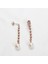 Sallantılı Zirkon Taşlı Rose Gold Kaplama Gümüş Inci Küpe 2