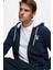 HILGARD Koyu Lacivert Kapüşonlu ve Fermuarlı Baskılı Standard Fit Erkek Sweatshirt 3