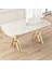 Zae Serisi 90 x 168 Lak Panel Beyaz Mermer Desen Gold Ayak Masa Takımı 6 Gri Sandalye 2