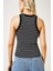 Wak Kadın Siyah Çizgili Halter Yaka Basic Bluz 2