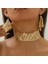 Gold Payet Model Choker Kolye Küpe Set 1