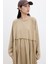 Oversıze Büzgülü Elbise Camel 4