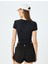 Slim Fit Kısa Kollu Bisiklet Yaka Crop Spor Tişört 4