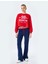 Kolej Baskılı Bisiklet Yaka Crop Sweatshirt 1
