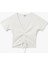 Büzgülü Slim Fit V Yaka Kısa Kollu Crop Tişört 3