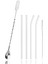 Burgulu Çatallı Bar Kaşığı 33 cm Kokteyl Karıştırma Kaşığı & Cam Pipet Seti 1